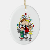 Expectant Family Gray Dog Keramisch Ornament (Rechts)