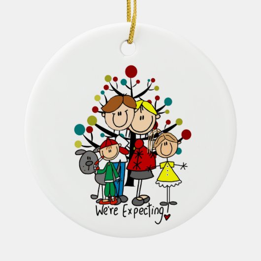 Expectant Family Gray Dog Keramisch Ornament (Voorkant)