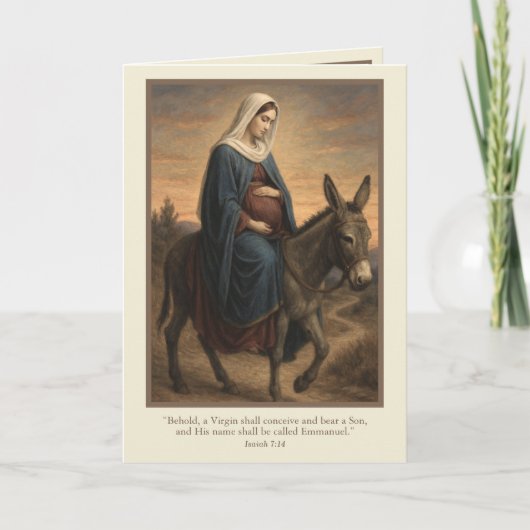 Expectant Mary Christmas Blessings with Isaiah 7:1 Feestdagen Kaart (Voorkant)