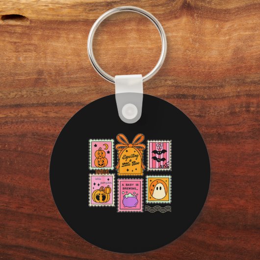 Expecting A Little Boo Cute Ghost Pumpkin Bat Anno Sleutelhanger (Voorkant)