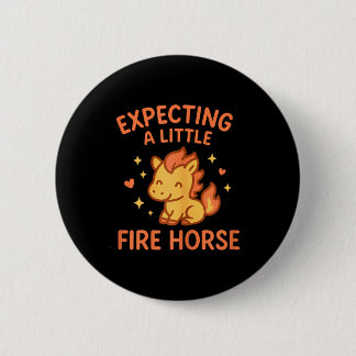 Expecting A Little Fire Horse Cute Funny Maternity Ronde Button 5,7 Cm