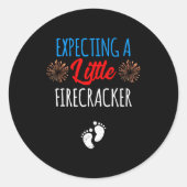 Expecting A Little Firecracker New Mom 4th Of July Ronde Sticker (Voorkant)