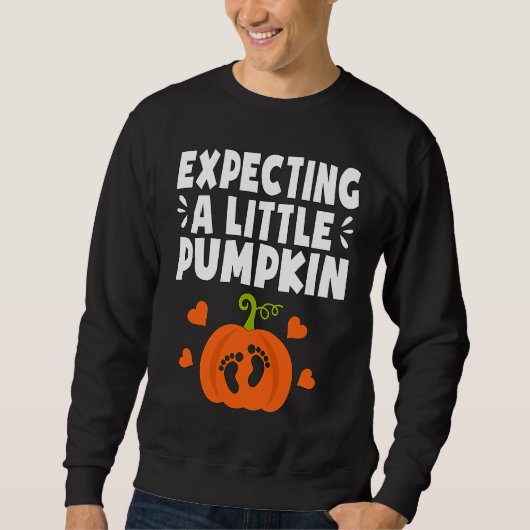 Expecting A Little Pumpkin Halloween Pregnant Mom Trui (Voorkant)