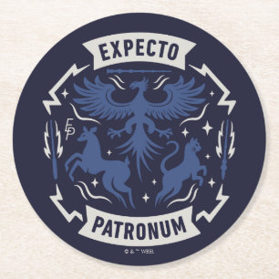 Expecto Patronum Vintage Silhouette Grafisch Ronde Kartonnen Onderzetter