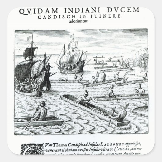 Expeditie van Thomas Cavendish Vierkante Sticker (Voorkant)