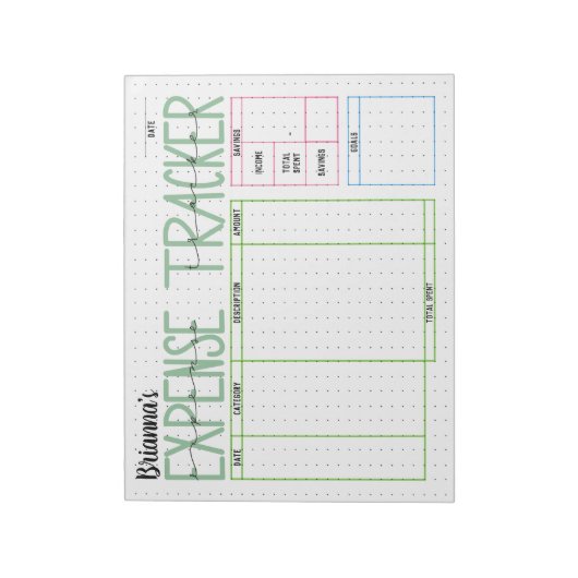 Expense Tracker Kleurrijke Spaargrafiek Notitieblo Notitieblok (Linkerzijde)