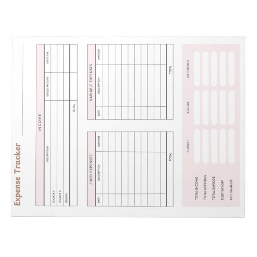 Expense Tracker Notitieblok (Voorkant)