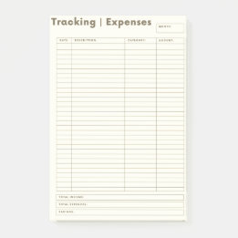 Expense Tracking Post it Notes