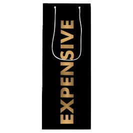EXPENSIE Elegant Faux Gold Foil Tekst op zwart Wijn Cadeautas