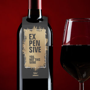 EXPENSIOENTELEFOON Gold Foil op zwart Flessenhanger