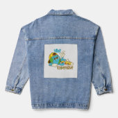 Expensive Vibe – Cool Retro Earth Character Design Denim Jacket (Achterkant)