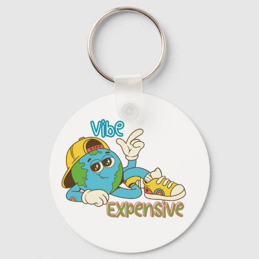 Expensive Vibe – Cool Retro Earth Character Design Sleutelhanger (Achterkant)