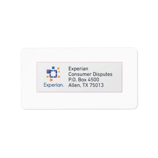 Experian adreslabel etiket (Voorkant)
