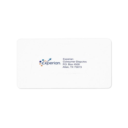 Experian-verzendlabels etiket (Voorkant)