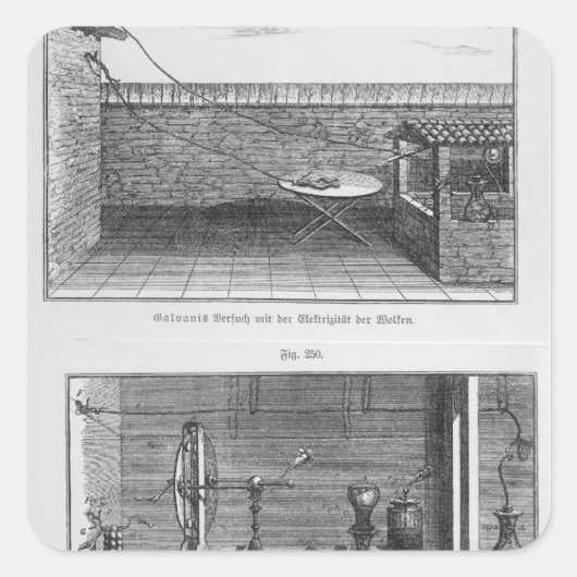Experiment van Louis Galvani op kikkers Vierkante Sticker (Voorkant)
