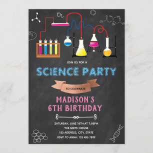Experimentele MAD SCIENCE BIRTHDAY INVITATIE Kaart