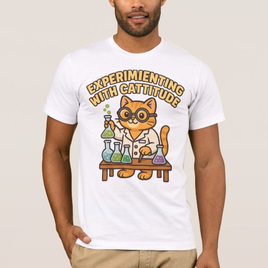 Experimenteren met Cattitude – Lab Cat T-Shirt (Voorkant)