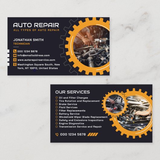 Expert Auto Repair, Car Service, Mechanic & Garage Visitekaartje (Voorkant / Achterkant)