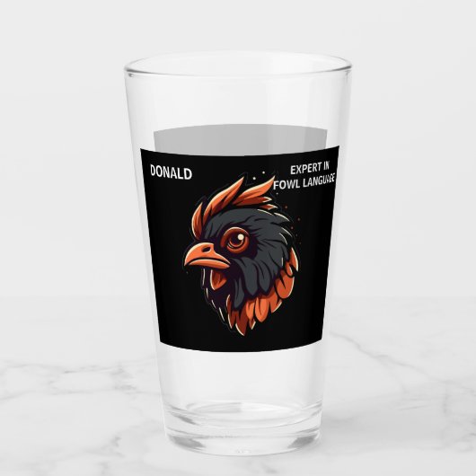 Expert in Vogeltaal, Haan's Head. bewerkbaar Glas (Voorkant)