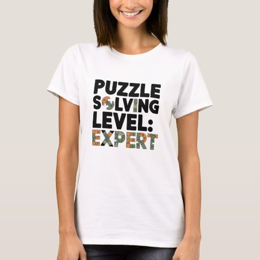 expert op puzzeloplossingsniveau t-shirt (Voorkant)