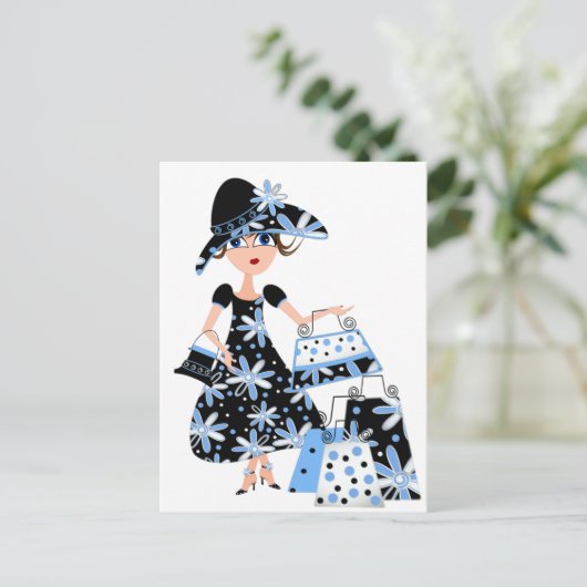 Expert Shopper in Blue Briefkaart (Staand voorkant)