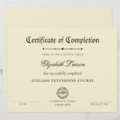 Expertise Behaald Certificaat van voltooiing (Voorkant / Achterkant)