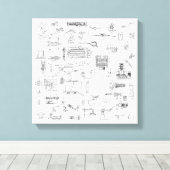 Exploded Uitzicht patentdiagrammen uitgerekt canva Canvas Afdruk (Insitu (Houten vloer))