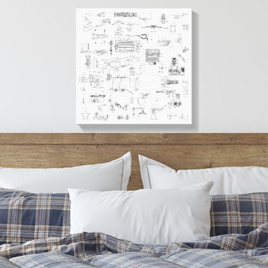 Exploded Uitzicht patentdiagrammen uitgerekt canva Canvas Afdruk (Insitu (Slaapkamer))