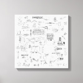 Exploded Uitzicht patentdiagrammen uitgerekt canva Canvas Afdruk