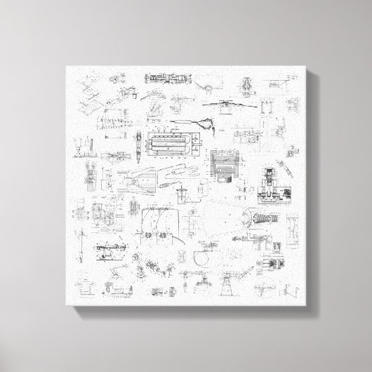 Exploded Uitzicht patentdiagrammen uitgerekt canva Canvas Afdruk (Voorkant)