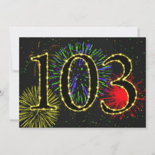 Exploderend vuurwerk 103e verjaardagsfeest uitnodi kaart