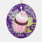 Exploderende cupcake suiker pruimen bakkerij kerst keramisch ornament (Links)