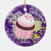 Exploderende cupcake suiker pruimen bakkerij kerst keramisch ornament (Achterkant)