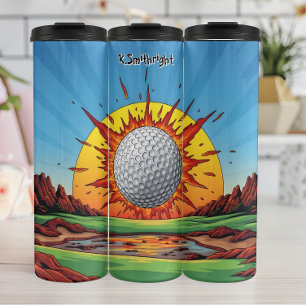 Exploderende golfbal zonsondergang thermosbeker