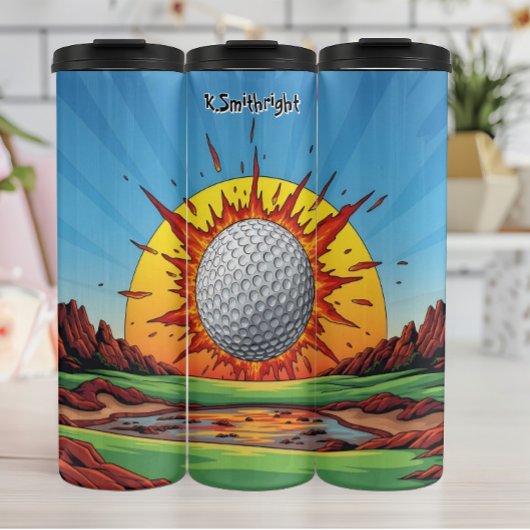 Exploderende golfbal zonsondergang thermosbeker