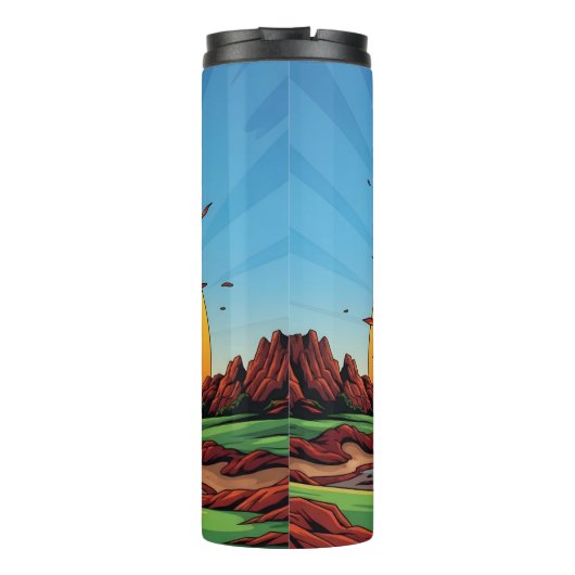 Exploderende golfbal zonsondergang thermosbeker (Achterkant)