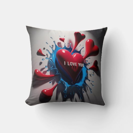 Exploderende harten en tranen: 3D emotionele uitba Kussen (Voorkant)