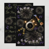 Exploderende Nieuwjaars Klok Uitnodigingen (Voorkant / Achterkant)