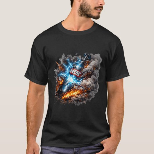 Exploderende NOS Lachgasfles Autotuning Grafisch T-shirt (Voorkant)