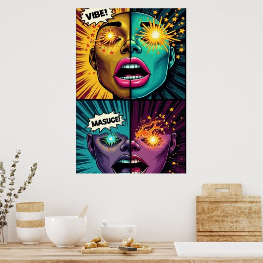 Exploderende Ogen Pop Art Poster (Keuken)