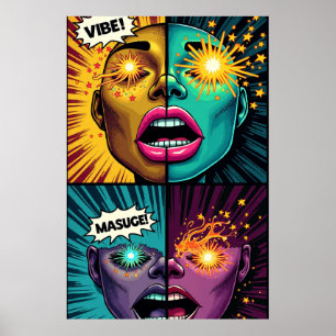 Exploderende Ogen Pop Art Poster