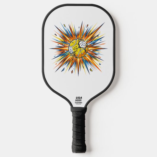Exploderende Padelbal Pop Art Illustratie Pickleball Paddle (Voorkant)