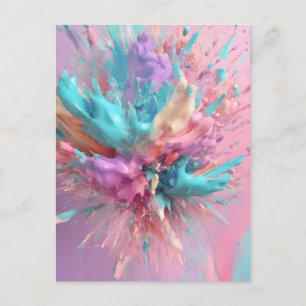 Exploderende Verf Abstract Roze Turquoise Lila Briefkaart