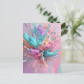 Exploderende Verf Abstract Roze Turquoise Lila Briefkaart (Staand voorkant)