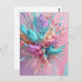 Exploderende Verf Abstract Roze Turquoise Lila Briefkaart (Voorkant / Achterkant)