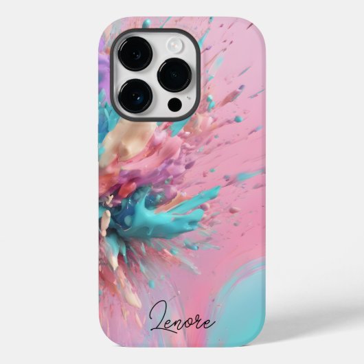 Exploderende Verf Abstract Roze Turquoise Lila Case-Mate iPhone Case (Achterkant)