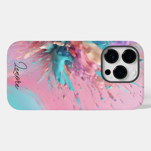 Exploderende Verf Abstract Roze Turquoise Lila Case-Mate iPhone Case (Achterkant (horizontaal))