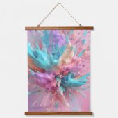 Exploderende Verf Abstract Roze Turquoise Lila Hangend Wandkleed (Voorkant)