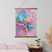 Exploderende Verf Abstract Roze Turquoise Lila Hangend Wandkleed (Slaapkamer)