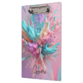 Exploderende Verf Abstract Roze Turquoise Lila Klembord (Links)